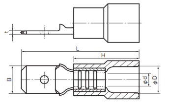 Half-Insulated Disconnect Terminals, Extra Copper Sleeve on Barrel, Male
