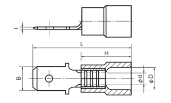 Half-Insulated Disconnect Terminals, Extra Copper Sleeve on Barrel, Male