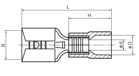 Half-Insulated Disconnect Terminals, Extra Copper Sleeve on Barrel, Female