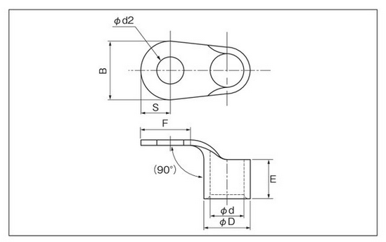 Ring Terminal 90 Degree Bent Terminal 2D
