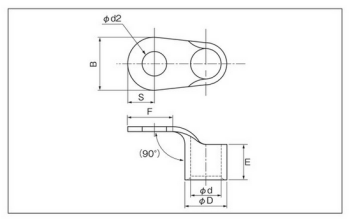 90 Degree Bent Non-Insulated Ring Terminal